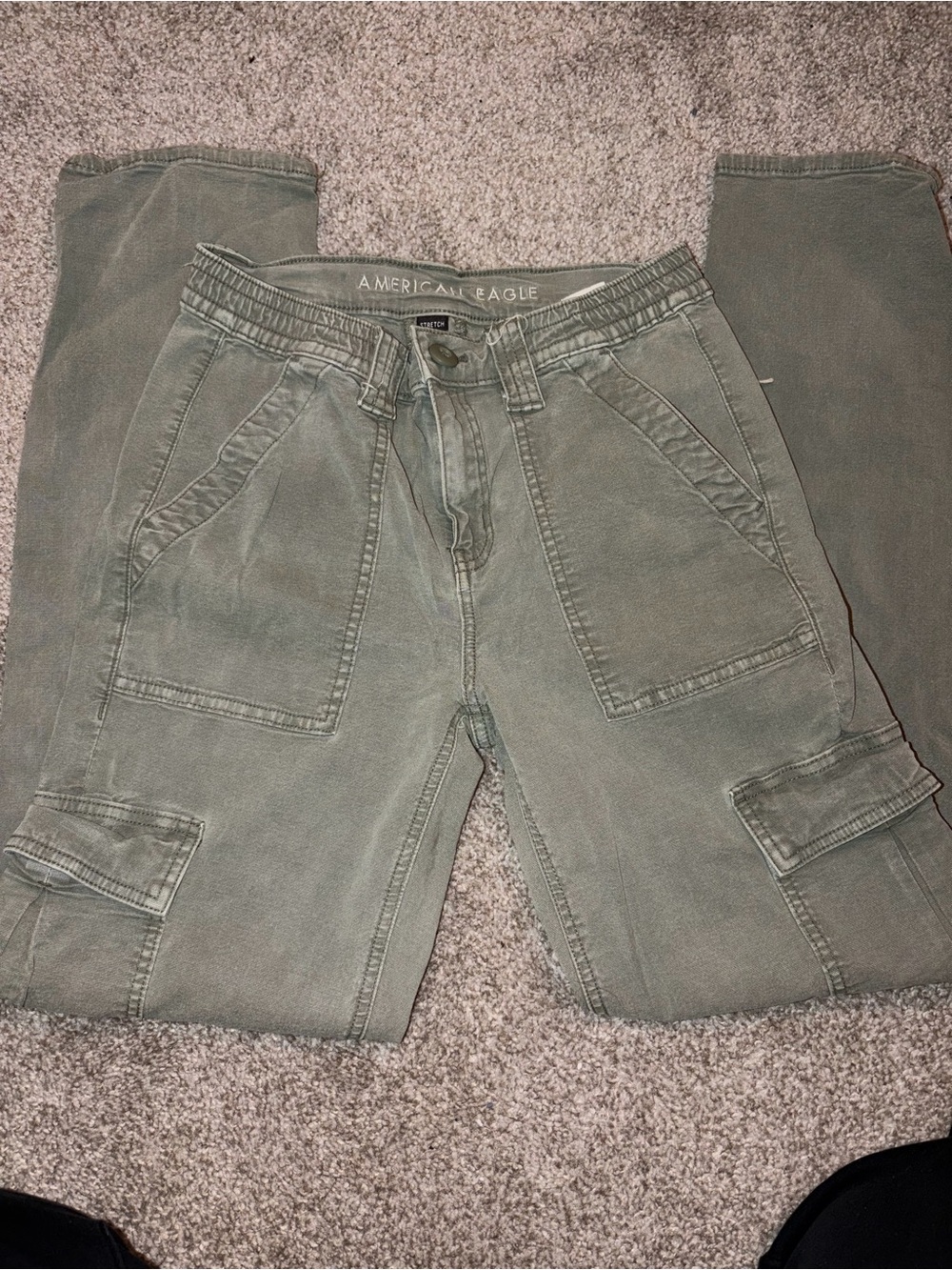 American Eagle Outfitters Womens Olive Green High Waisted Stretch Cargo Jeggings